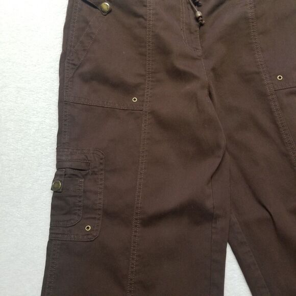Jones New York 12P Petite Pants Cargo Cropped Capri Brown Cotton Basic NEW - Picture 3 of 10